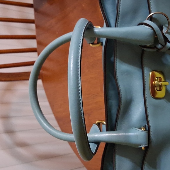 Coach Chelsea Carryall Elegant Robin Egg Blue Leather Satchel Bag - Picture 2 of 11